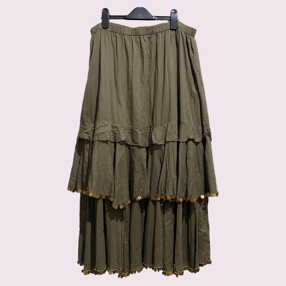 CHANGES by TOGETHER Khaki Gypsy Style Maxi Skirt Size 18 - Picture 2 of 9